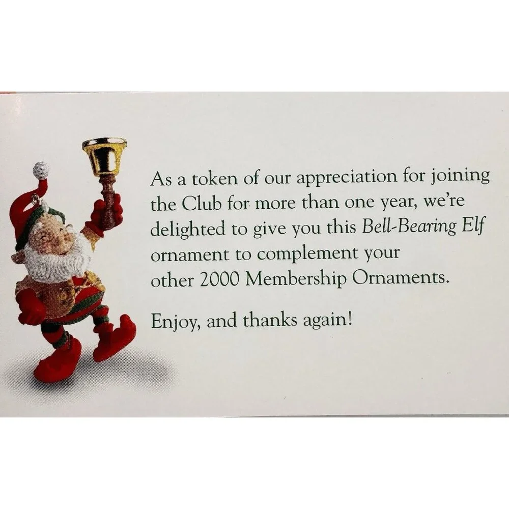 Hallmark Keepsake Collectors Club 2000 Elf Jingle Bell Kringle Reindeer Lot of 3